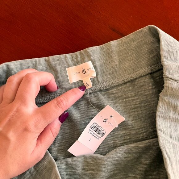 Lou & Grey Women's Marled Midi Skirt Size Large Green Pull On Side Slits NWT - Picture 5 of 9